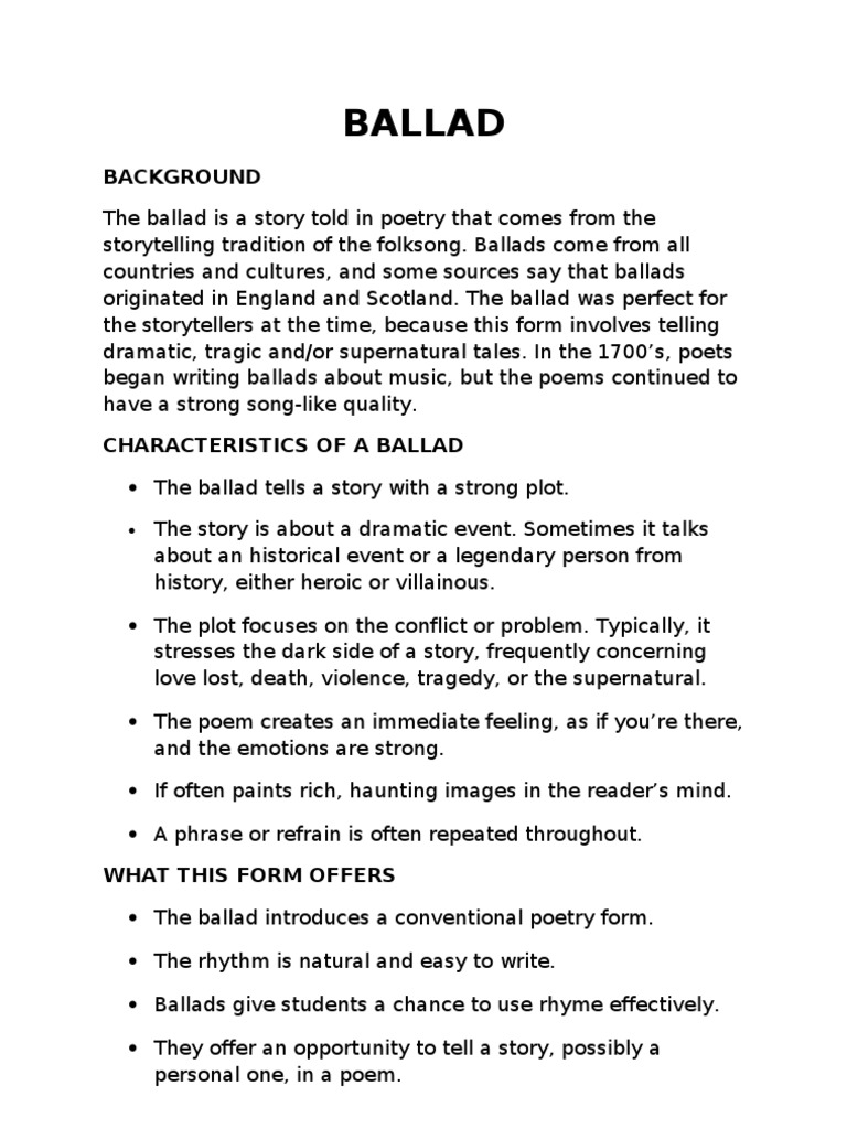 Ballad - For Students  PDF