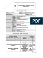 Información General: Formato Planeación, Seguimiento y Evaluación Etapa Productiva