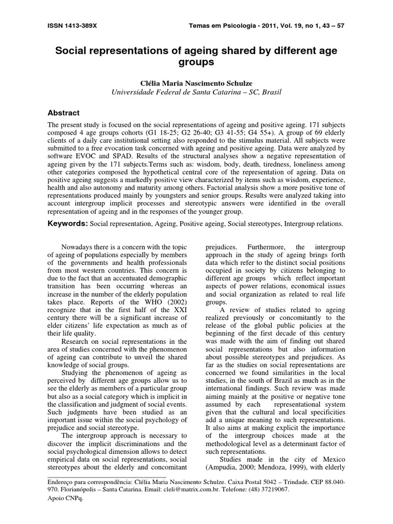 Social Representations of Ageing Shared by Different Age Groups | PDF ...