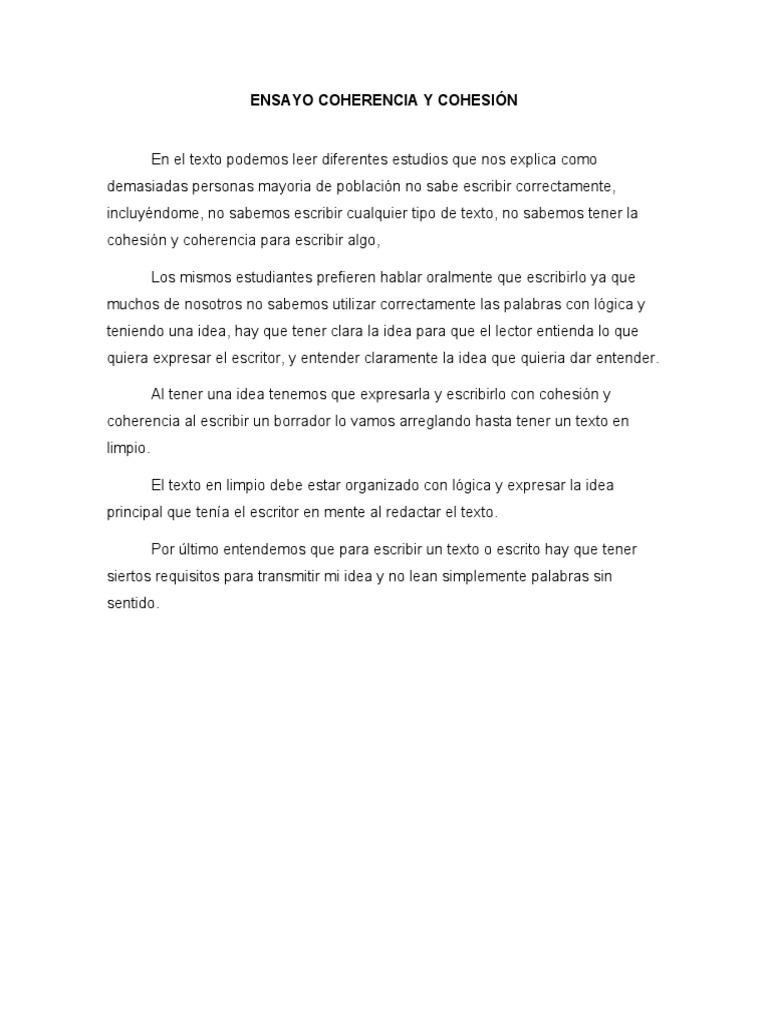 Ensayo de Cohesión y Coherencia PDF