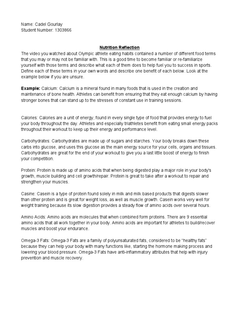Unit 2 Reflection PDF Food Energy Fat