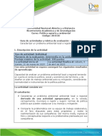 Guía de Actividades y Rúbrica de Evaluación - Unidad 2-Tarea 4 - Caracterizar Un Problema Ambiental Local o Regional