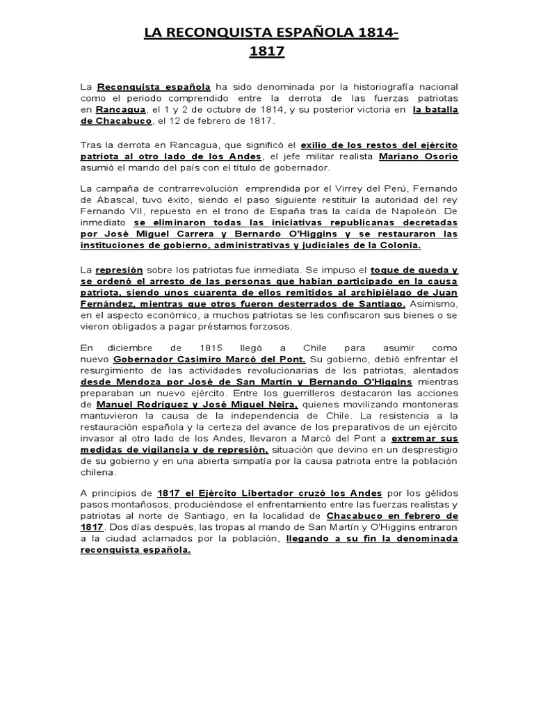 La Reconquista Española 1814-1817 | PDF | Militar | Conflictos del ...
