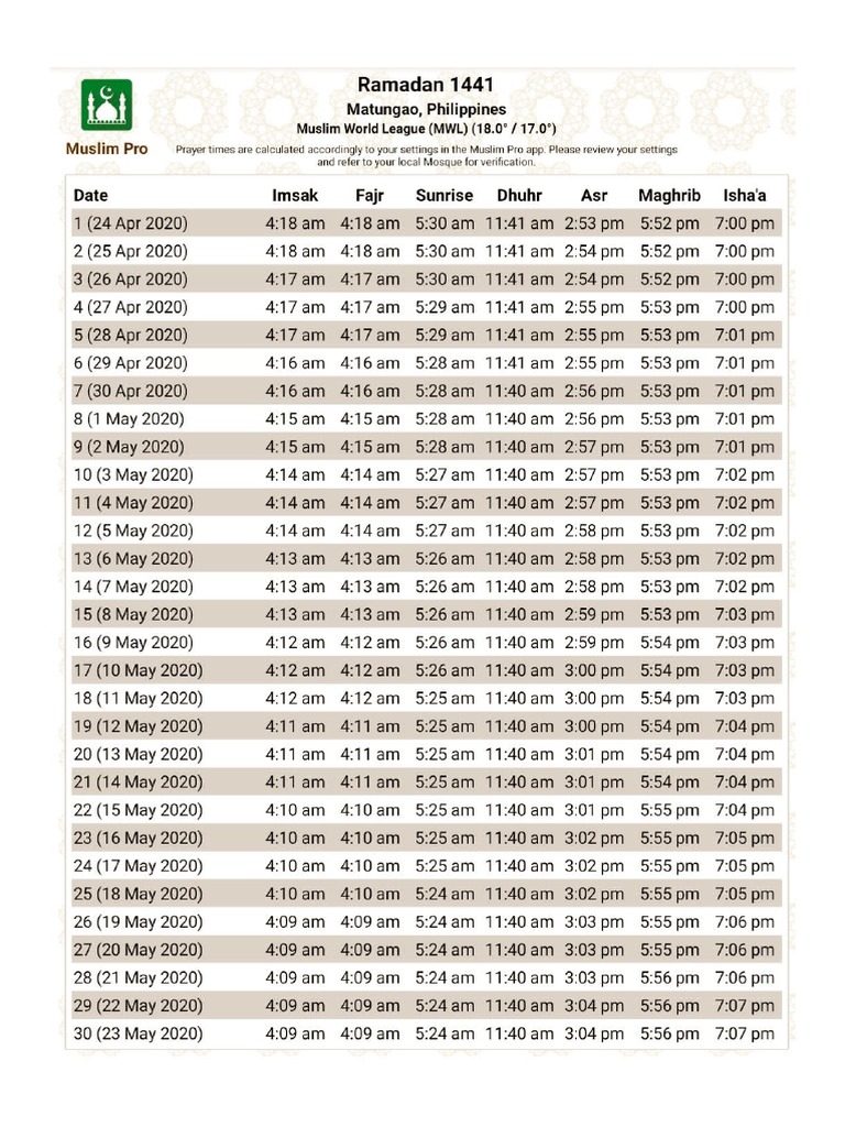Ramadhan CALE NDAR | PDF