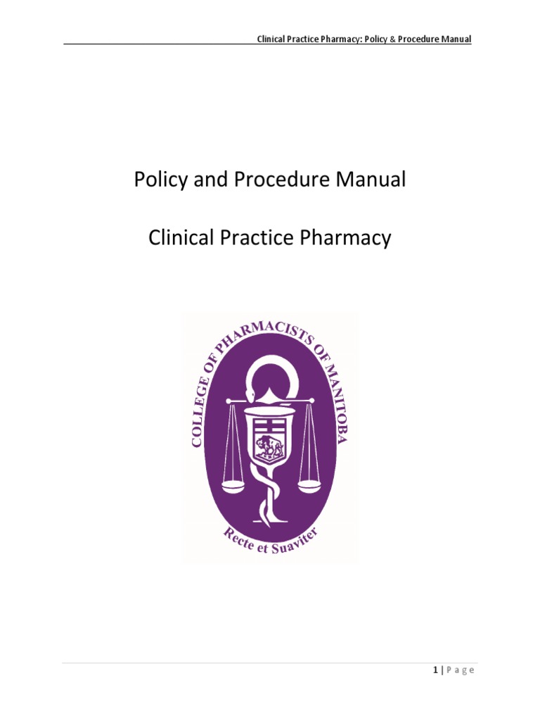 Clinical Practice Pharmacy Policy and Procedure Manual PDF Pharmacy