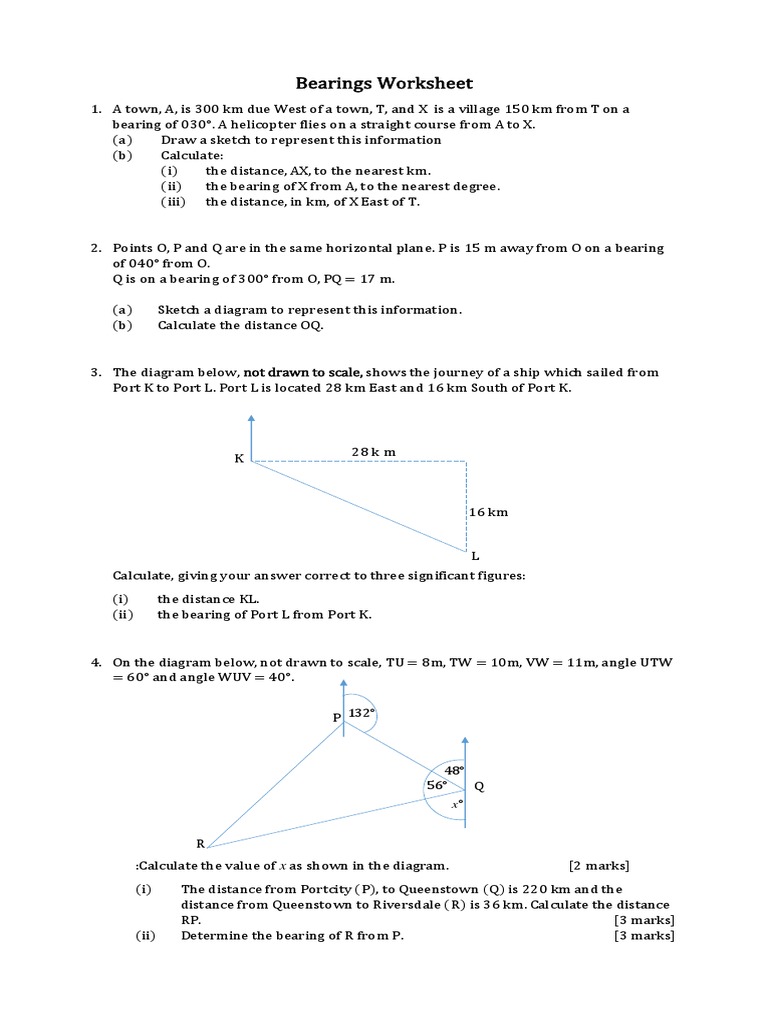 Bearings Worksheet PDF