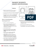 Permanent Residents Photograph Specifications: Notes To The Applicant