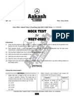 Mock Test for NEET-2023 Physics