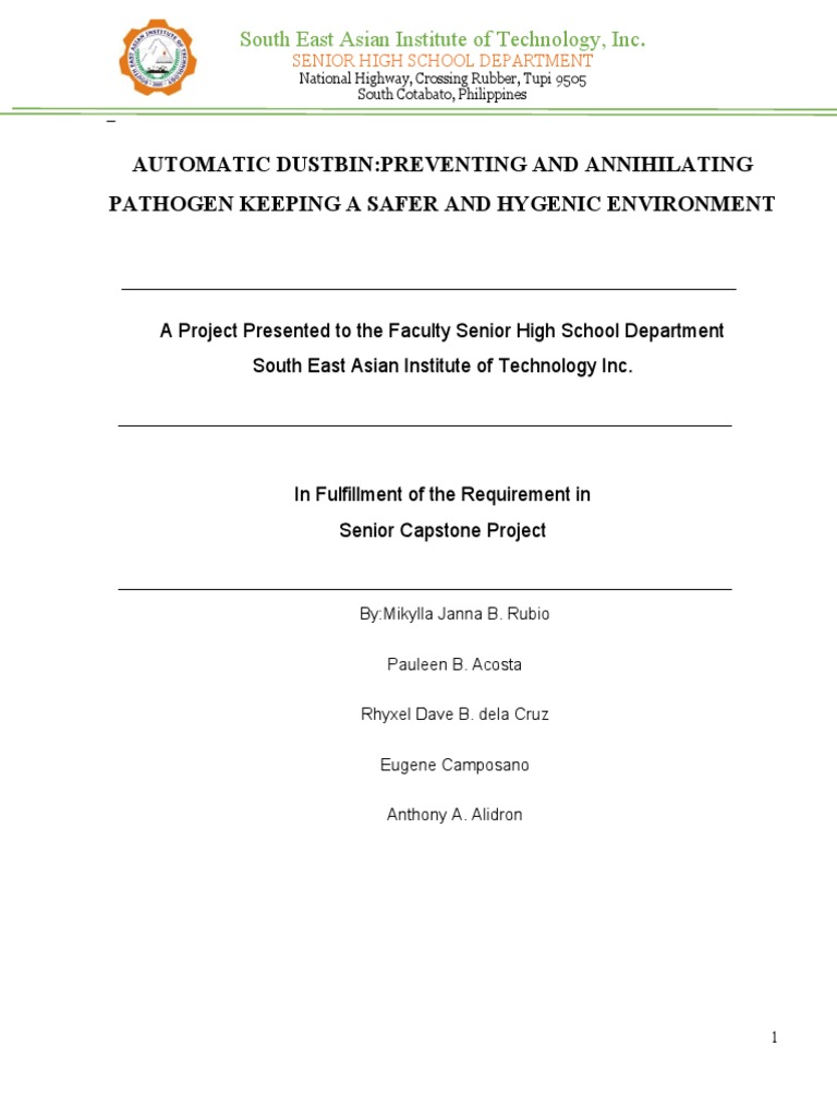 Capstone Project Automatic Dustbin PDF Hygiene Public Health