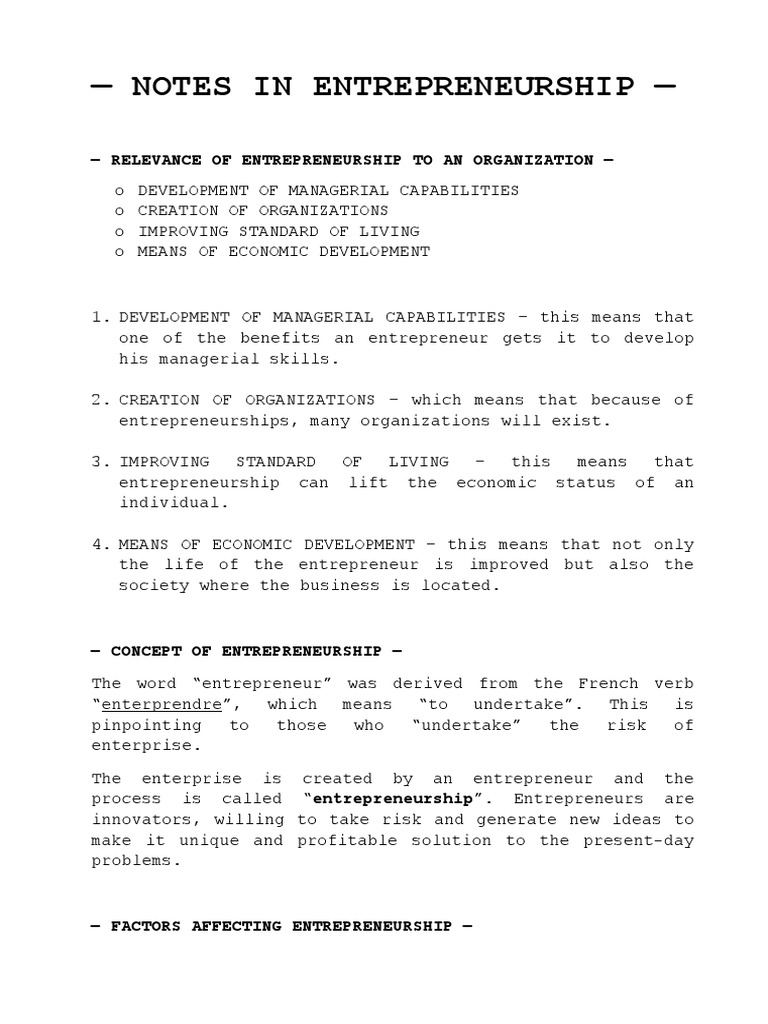 entrepreneurship and business management n4 notes pdf free download