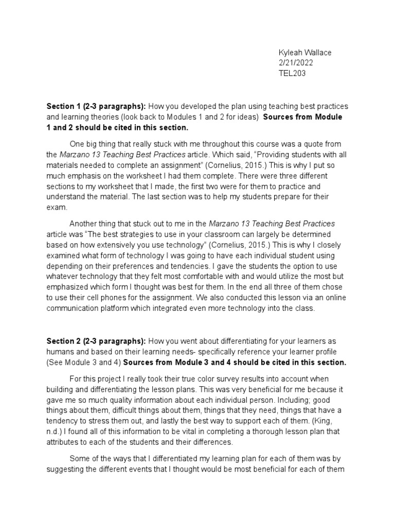 Tel203 Final Reflection | PDF | Learning | Teachers