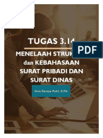 TUGAS 3.14: Menelaah Struktur Dan Kebahasaan Surat Pribadi Dan Surat Dinas