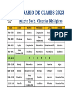 Horario de Clases 2023: Quinto Bach. Ciencias Biológicas