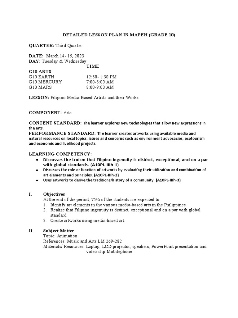 G10 Arts Dlp 2 Pdf Animation