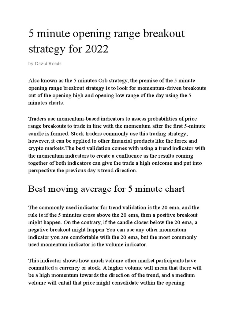 5-Minute Opening Range Breakout Strategy | PDF | Financial Markets ...