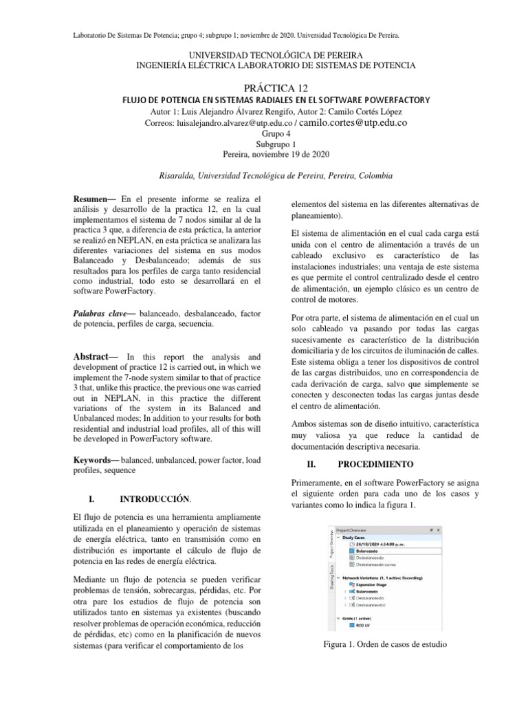 Flujo De Potencia En Sistemas Radiales En El Software Powerfactory