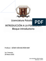 Licenciatura Psicología Introducción A La Psicología Bloque Introductorio