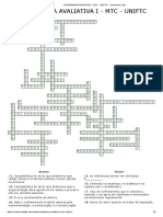 CRUZADINHA AVALIATIVA I - MTC - UNIFTC - Crossword Labs