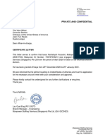Private and Confidential: Certificate Letter