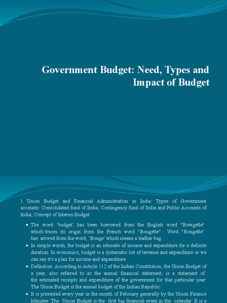 Types And Impact Of Government Budgets Pdf Balanced Budget Budget
