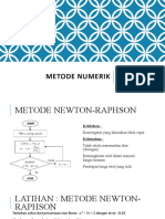 Metode Numerik: Pertemuan 5 Selasa, 25 Februari 2020 Penyelesaian Persamaan Non Linear