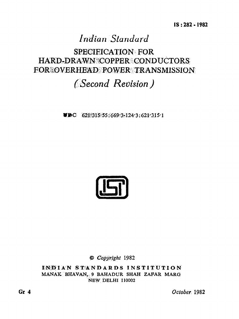 IS-Hard Drawn Copper Conductor | PDF | Electrical Resistivity And ...