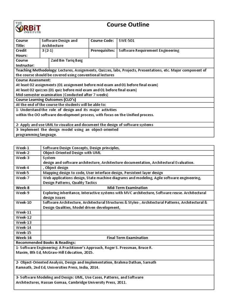 Software Design and Architecture Course | PDF | Design | Unified ...