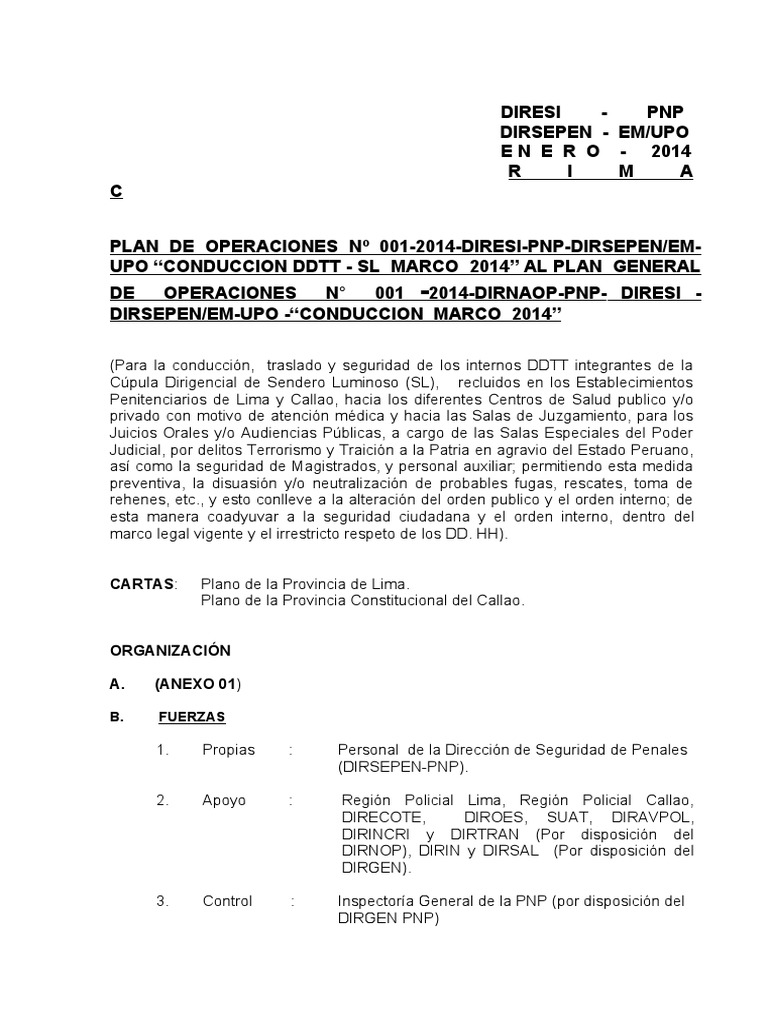 Plan de Operaciones Conduccion | PDF | Policía | Lima