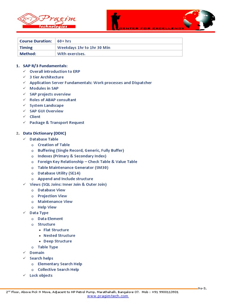SAP ABAP Course Content Overview | PDF | Information Technology ...