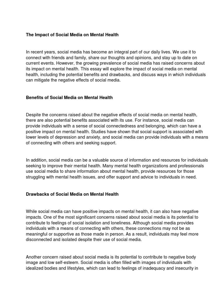 Social Media's Impact on Mental Health | PDF | Popular Culture & Media ...