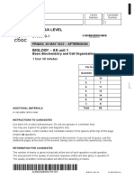 Gce As/A Level: Friday, 20 May 2022 - Afternoon Basic Biochemistry and Cell Organisation