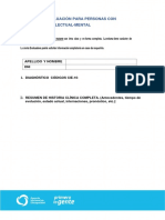 Planilla para Evaluar Condicion de Salud Trastorno Mental Intelectual 0