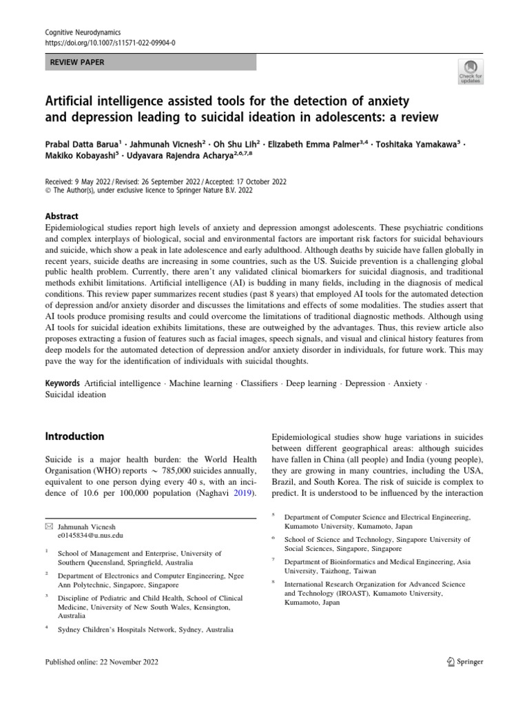 AI Tools for Detecting Anxiety and Depression in Adolescents | PDF ...