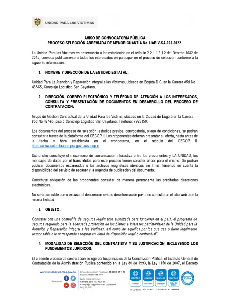 Uariv Sa 003 2022avisodeconvocatoria1 | PDF | Seguro | Economias