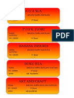 Agama, PJOK, Bahasa Inggris, Buku BTA, Art and Craft