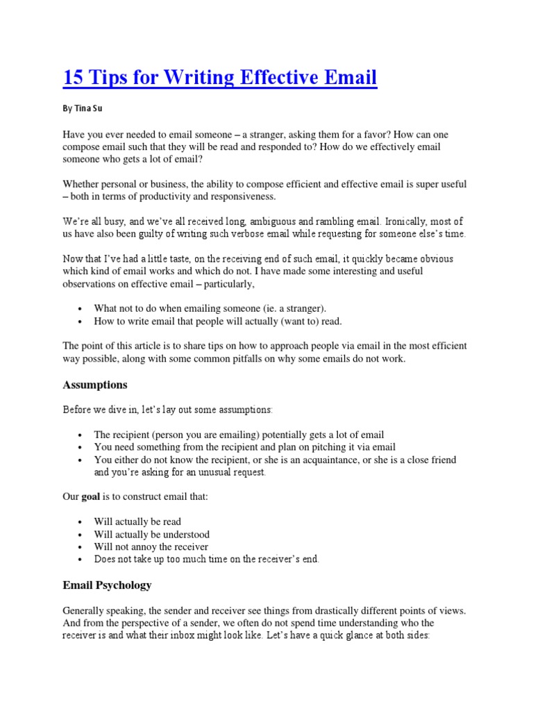 15 Tips for Effective Email Writing | PDF | Communication | Thought