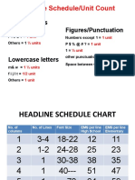 Headline Schedule/Unit Count: Capital Letters Figures/Punctuation