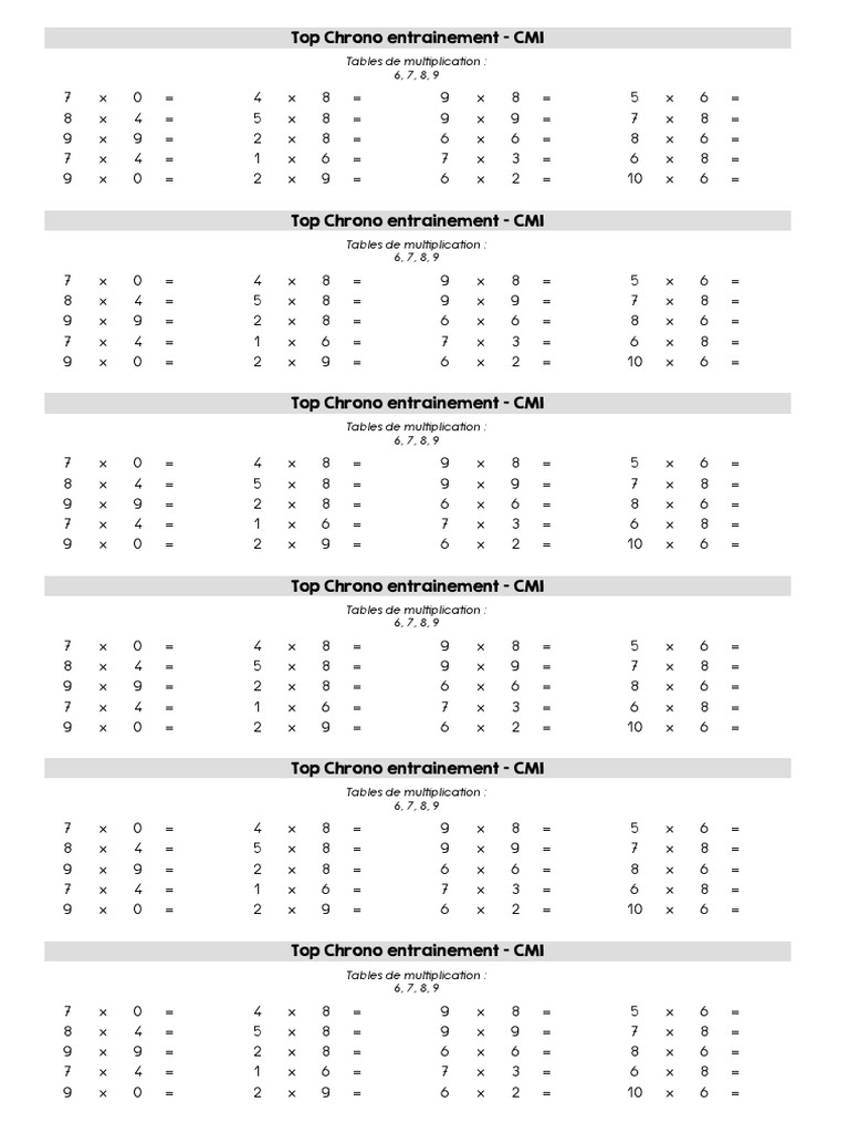 Top Chrono Multiplication CM1 Exercises | PDF | Teaching Methods ...