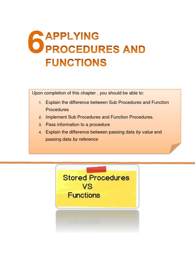 Chap 6 Applying Procedures and Functions | PDF | Computer Program ...