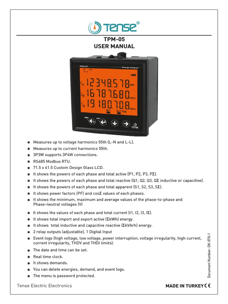 Tense TPM-05 Energy Analyzer Manual | PDF