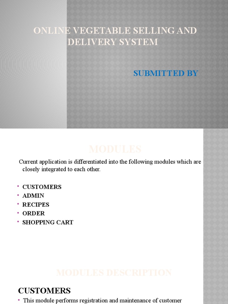 Online Vegetable E-Commerce System | PDF