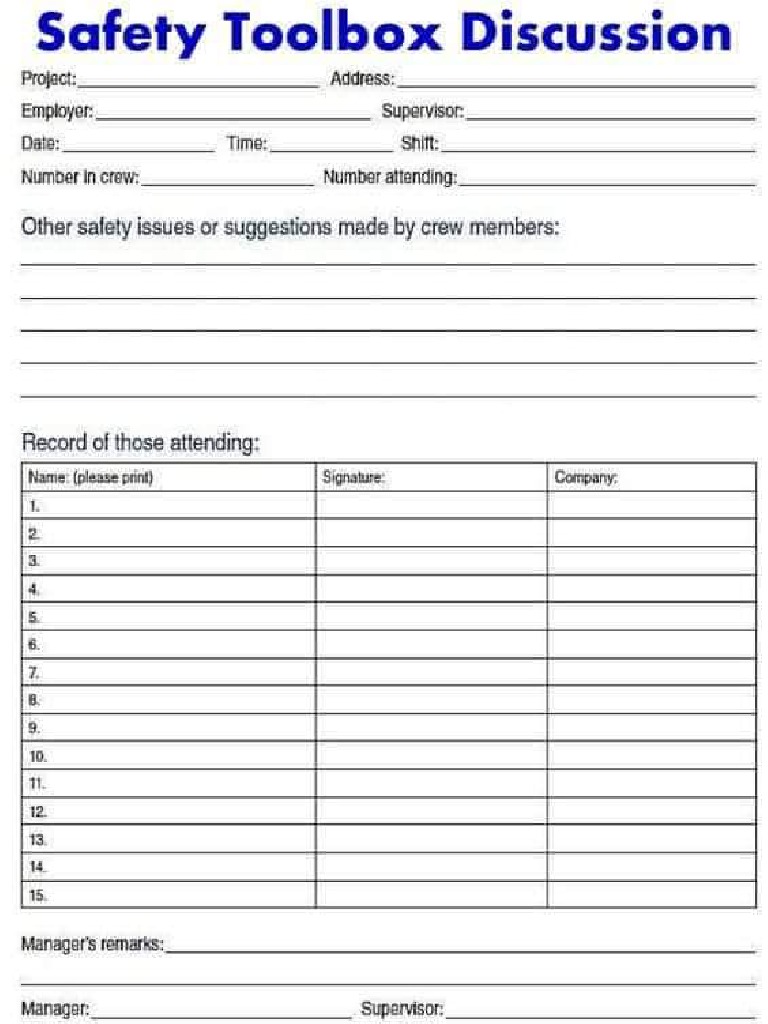 Toolbox Form | PDF