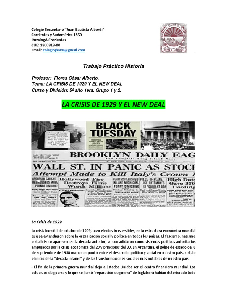 Historia: Crisis de 1929 y New Deal | PDF | Economía keynesiana ...