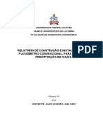 Relatório de Construção E Instalação de Um Pluviômetro Convencional, para Análise de Precipitação de Chuva