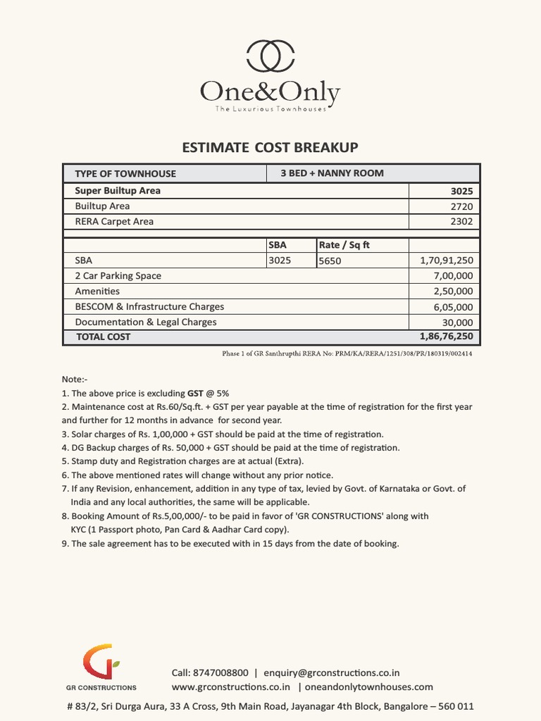 One&Only Price Sheet PDF Public Finance Taxes