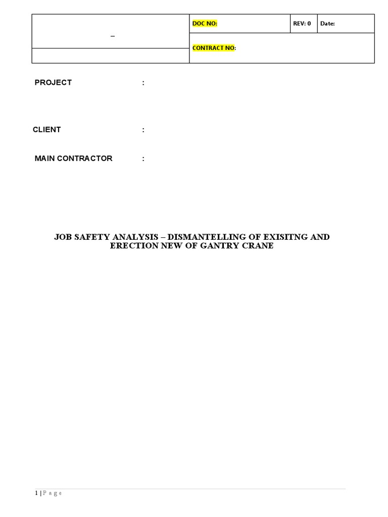 Risk Assessment for the Dismantling and Lifting of Existing EDG and ...