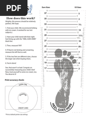 Kids shoe size chart