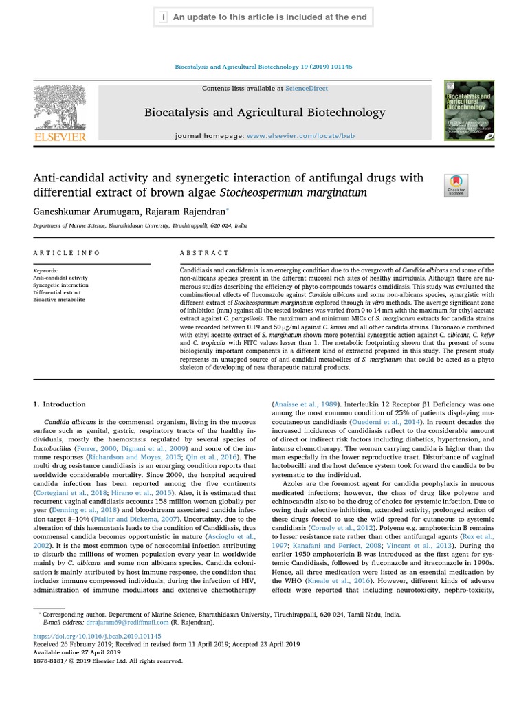 AntiCandidal Activity and Synergetic Interaction of Antifungal Drugs