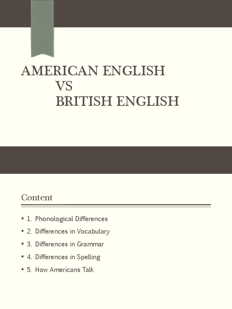 American vs British English Differences | PDF | Language Arts ...