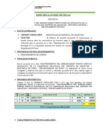 Especificaciones Técnicas: 1. Datos Generales